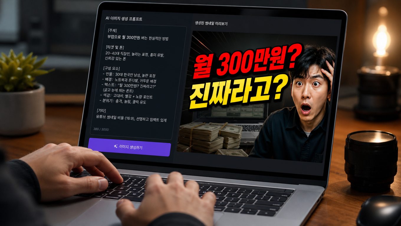유튜브 썸네일 AI 이미지 프롬프트 예시